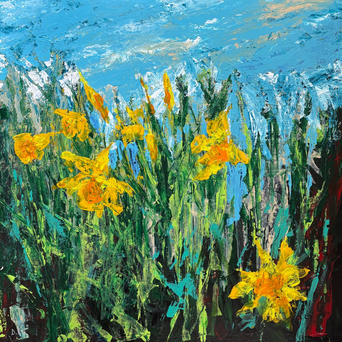 Morning Daffodils- Acrylic Painting on Canvas Board
