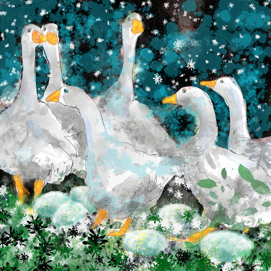 Six Geese Laying - Christmas Cards