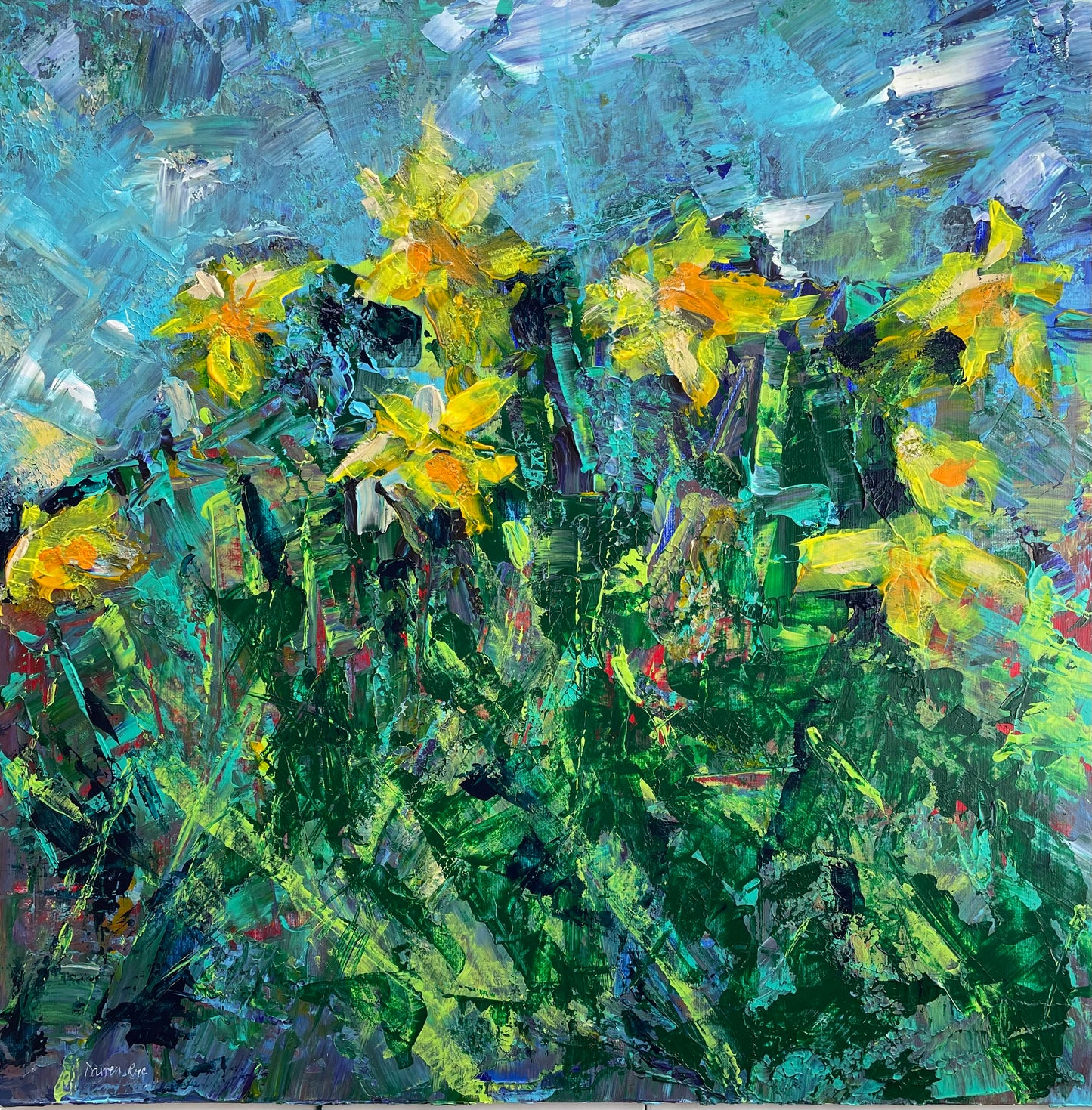 Daffodils - Acrylic Painting on Canvas Board