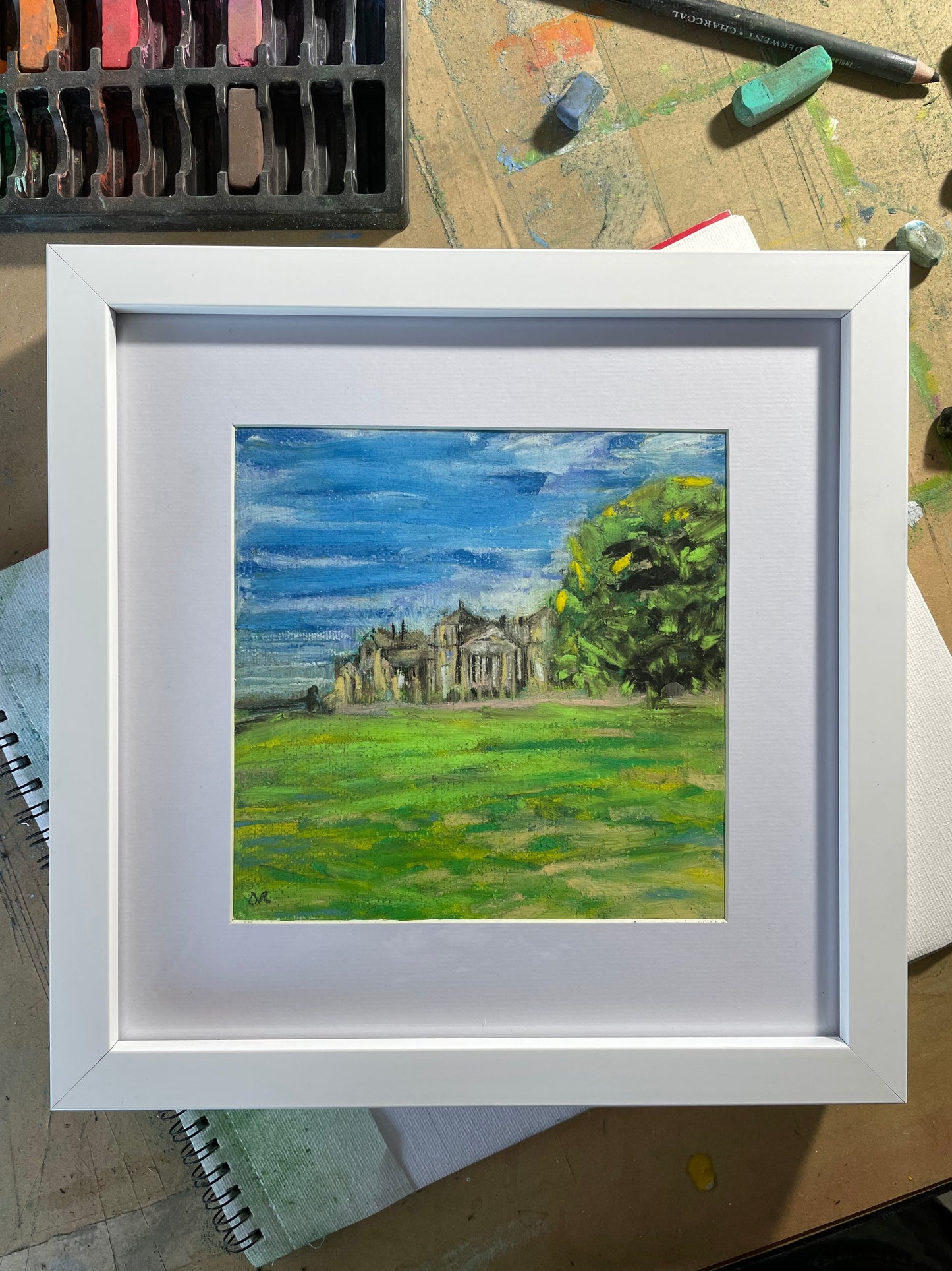 Holkham Hall Pastel Drawing (with white frame)