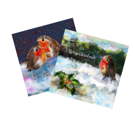 Festive Robins Christmas Cards - Traditional Christmas Collection