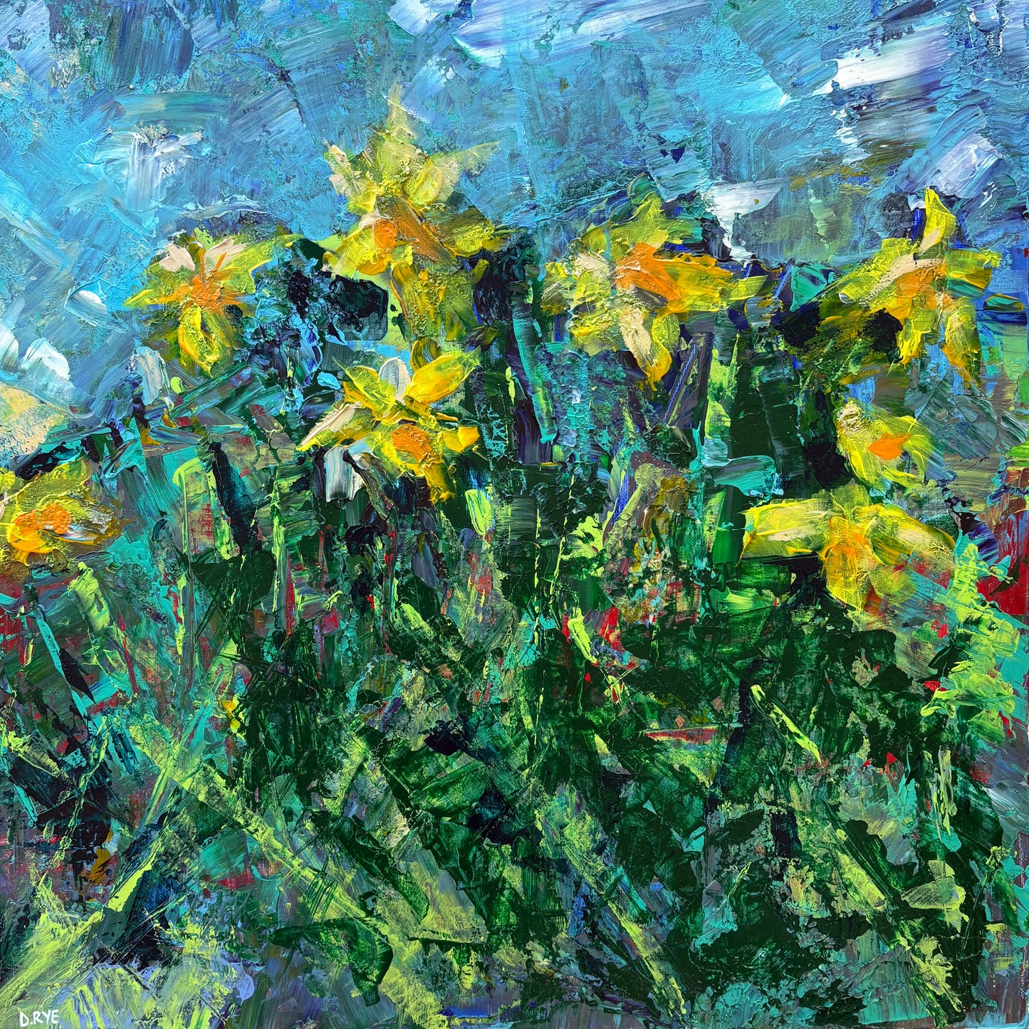 Afternoon Daffodils- Acrylic Painting on Canvas Board